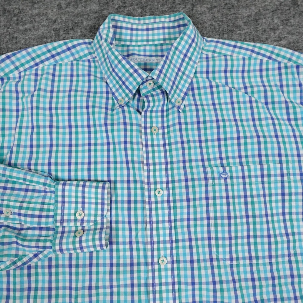 Southern‎ Tide Orchard Creek Sport Shirt Mens Extra Large Blue Plaid Long Sleeve